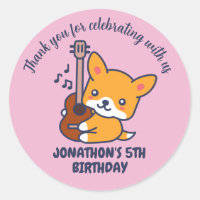 Cute Dog Play Guitar Niños Fiesta de cumpleaños