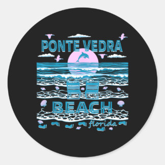 Pegatina Redonda Cute Dolphin Lover Family Ponte Vedra Beach Fl