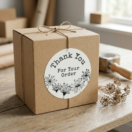 Pegatina Redonda Cute Doodle Dandelion Small Business Thank You