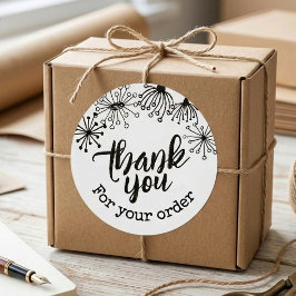 Pegatina Redonda Cute Doodle Dandelion Small Business Thank You