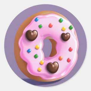 Pegatina Redonda Cute Doughnut