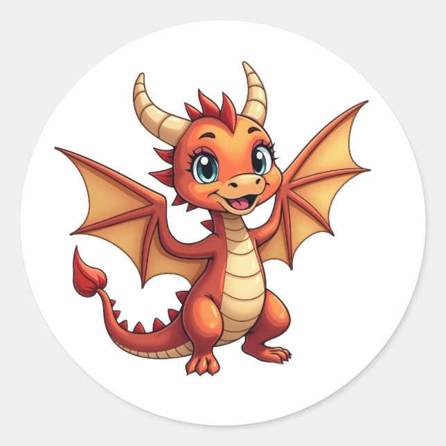 Pegatina Redonda Cute Dragon Sticker for Every Occasion (Anverso)