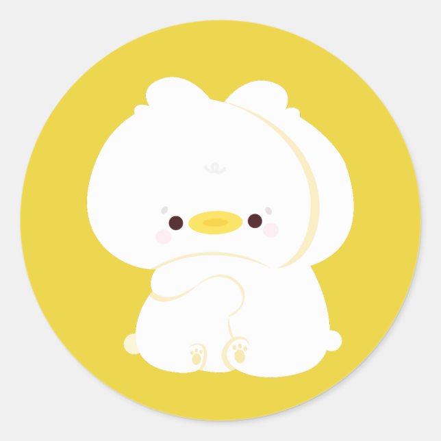 Pegatina Redonda Cute Duck Couple (Anverso)