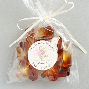 Pegatina Redonda Cute Duck Girl Baby Shower Favor de agradecimiento