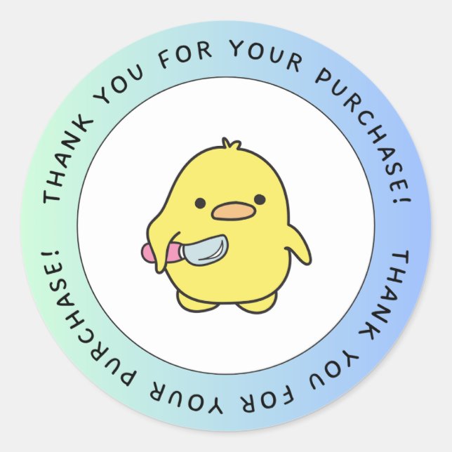 Pegatina Redonda Cute Duck Thank You Sticker (Anverso)