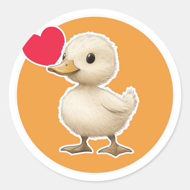Pegatina Redonda Cute Duckling (Anverso)