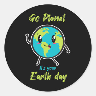 Pegatina Redonda Cute Earth Day 2025 Feliz Día de la Tierra 2025