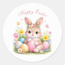 Cute Easter Bunny Rabbit Pink Blush Peony