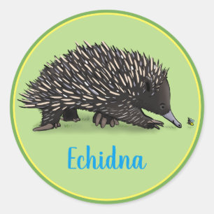 Pegatina Redonda Cute echidna con personalizado de fallos