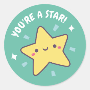 Pegatina Redonda Cute, eres una recompensa positiva por la estrella