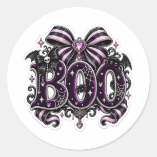 Pegatina Redonda Cute Espeluznante "BOO" Halloween 