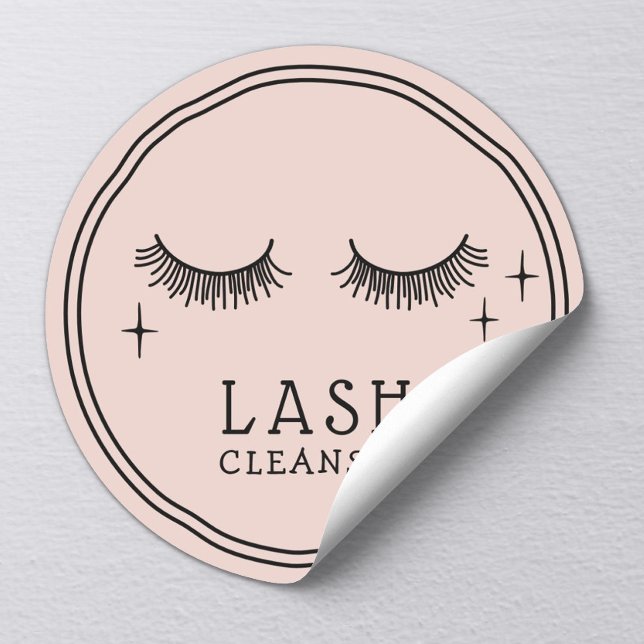 Pegatina Redonda Cute Eyelash Girly Rubor Pink Salon Lash Cleaner (Subido por el creador)