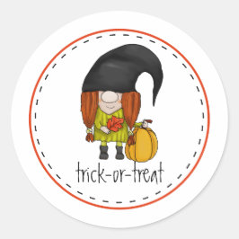 Pegatina Redonda Cute Fall Gnome Girl Sticker
