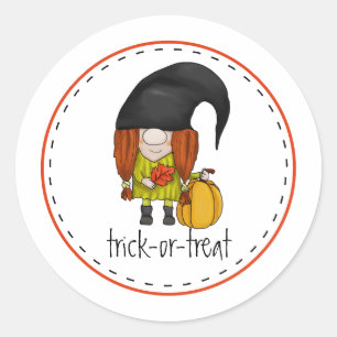 Pegatina Redonda Cute Fall Gnome Girl Sticker