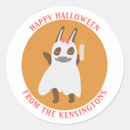 Pegatina Redonda Cute fantasma Girly Bunny Feliz Halloween