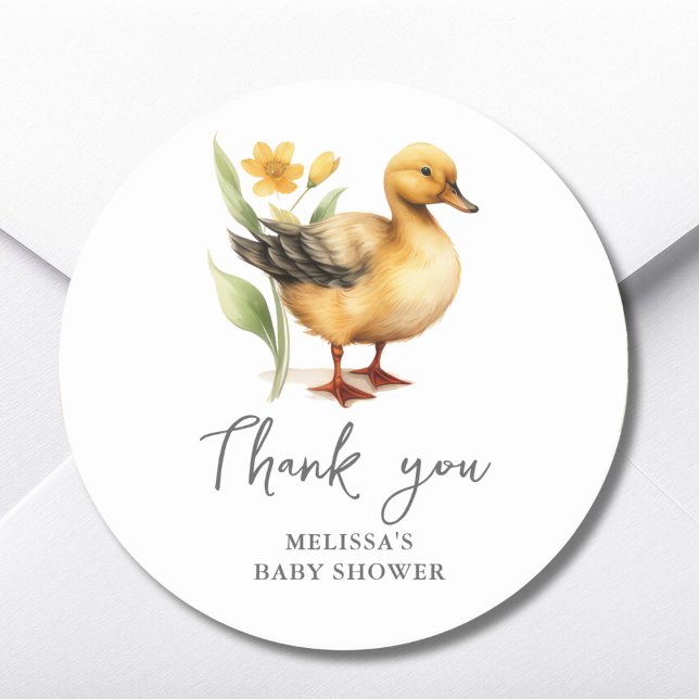 Pegatina Redonda Cute Farm Duck Baby Shower Gracias Por Favor Pegat (Subido por el creador)