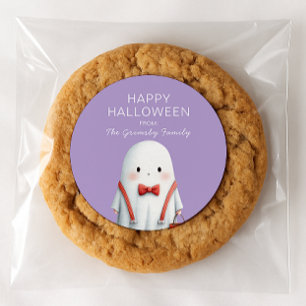 Pegatina Redonda Cute Favor de Halloween de Fantasma