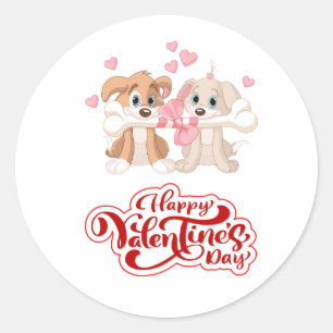 Pegatina Redonda Cute feliz día de San Valentín