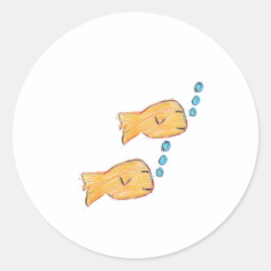 Pegatina Redonda Cute Fish Magnet