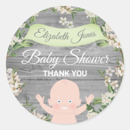 Pegatina Redonda Cute Floral Baby Shower