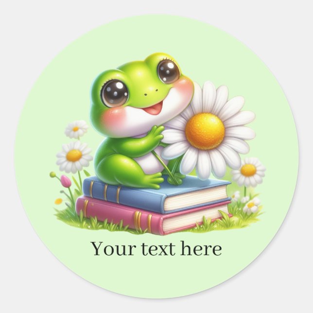 Pegatina Redonda Cute frog lovers customizable  (Anverso)