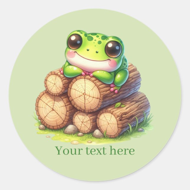 Pegatina Redonda Cute frog lovers customizable (Anverso)