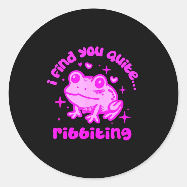 Pegatina Redonda Cute Frog Pun Ribbiting Frog Lovers Quote Design  (Anverso)