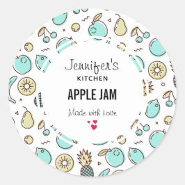 Pegatina Redonda Cute Fruit Pattern Summery Tema Cocina