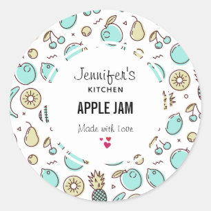 Pegatina Redonda Cute Fruit Pattern Summery Tema Cocina