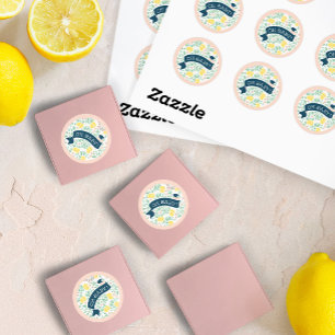 Pegatina Redonda Cute Fun Lemon Yellow BotanBaby Shower