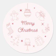 Cute Fun Pink Red Hand Drawn Christmas