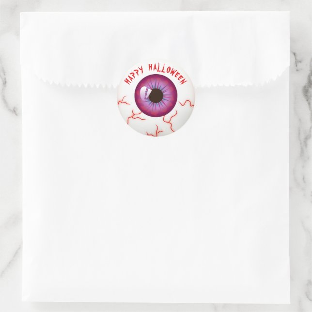 Pegatina Redonda Cute Fun Spooky Blooshot Eyeball Happy Halloween (Bolso)