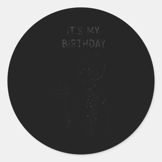 Pegatina Redonda Cute Funny Kawaii Skeleton Birthday Skull Happy Wo (Anverso)
