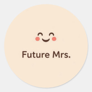 Pegatina Redonda Cute Future Sra. Sticker de Cara Sonriente para Bo