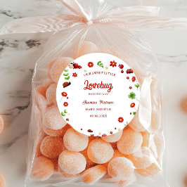 Pegatina Redonda Cute Garden pequeño chinguito de bebé ducha Invita