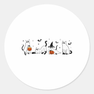 Pegatina Redonda Cute Gato Fantasma Divertido vestido Halloween Rop