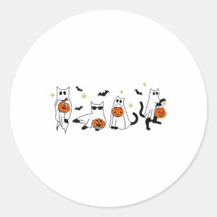 Pegatina Redonda Cute Gato Fantasma Divertido vestido Halloween Rop