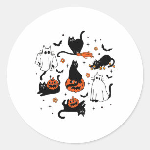 Pegatina Redonda Cute Gato Fantasma Divertido vestido Halloween Rop