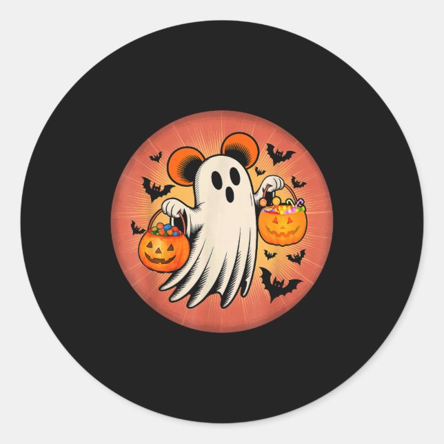 Pegatina Redonda Cute Ghost Halloween Candy Halloween Soky Season G (Anverso)