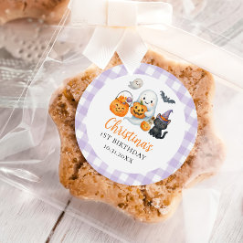 Pegatina Redonda Cute Ghost Halloween Primer Fiesta de cumpleaños