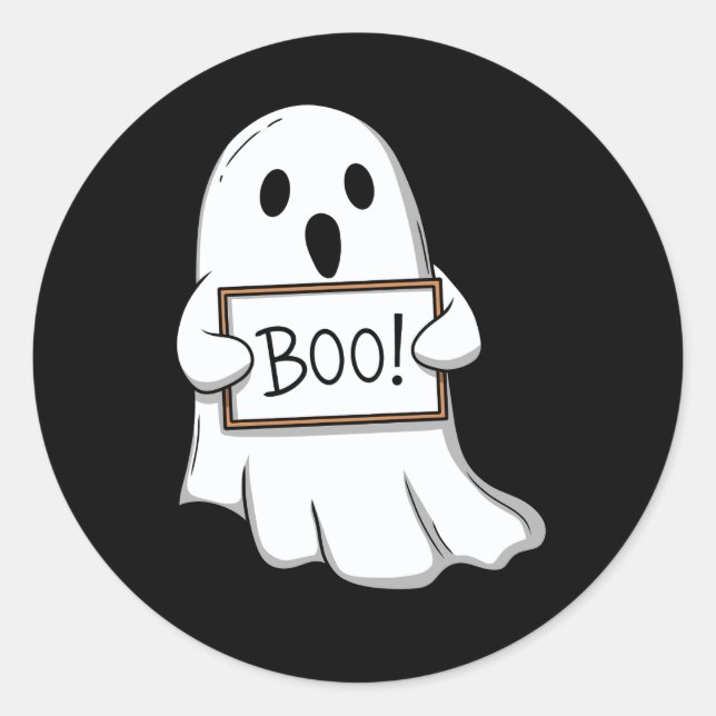 Pegatina Redonda Cute Ghostly BOO Fun (Anverso)