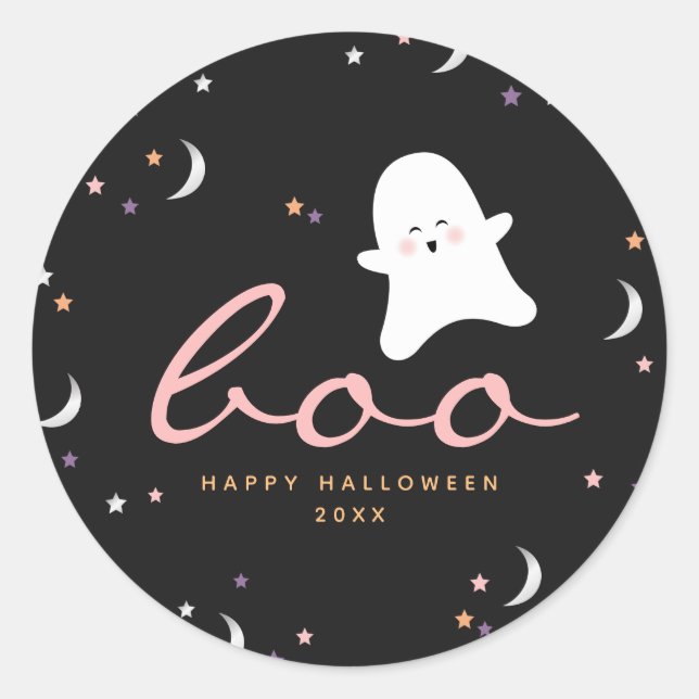 Pegatina Redonda Cute Ghosts Boo Halloween (Anverso)