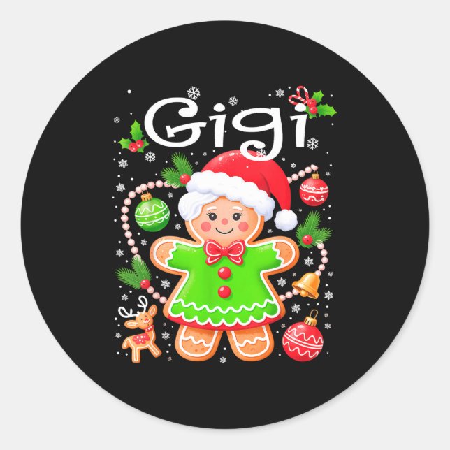 Pegatina Redonda Cute Gigi Gingerbread Family Matching Christmas Co (Anverso)