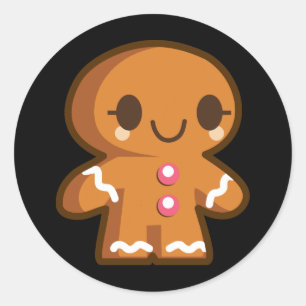 Pegatina Redonda Cute Gingberbread Man