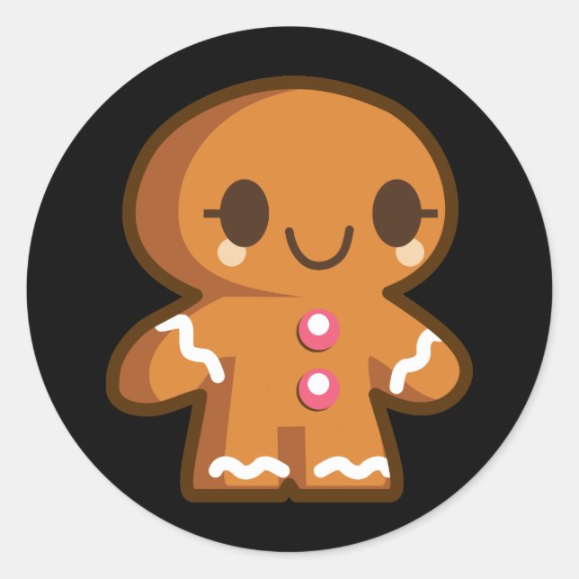 Pegatina Redonda Cute Gingberbread Man (Anverso)