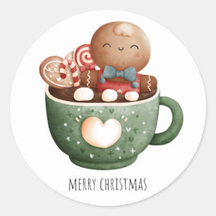 Pegatina Redonda Cute Gingerbread