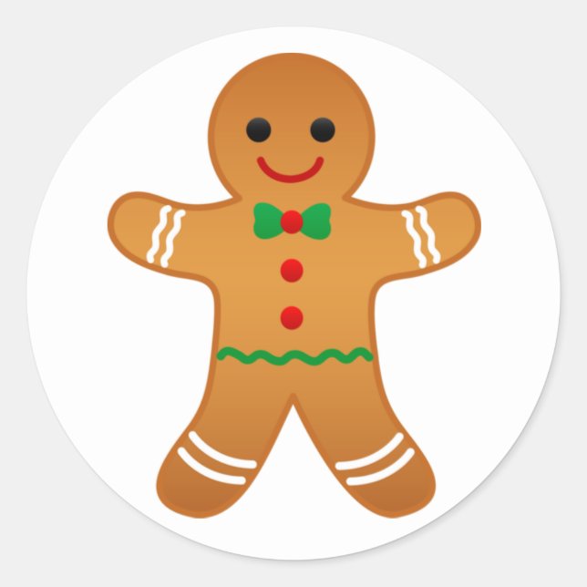 Pegatina Redonda Cute Gingerbread Man Christmas Sticker (Anverso)