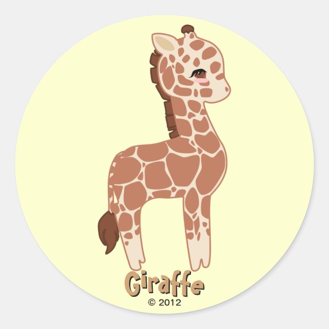 Pegatina Redonda Cute Giraffe (Anverso)