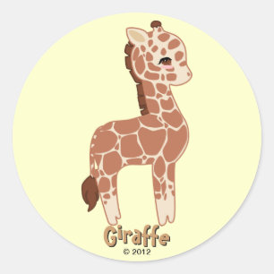 Pegatina Redonda Cute Giraffe