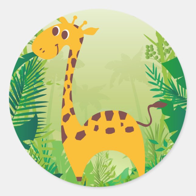 Pegatina Redonda Cute Giraffe (Anverso)